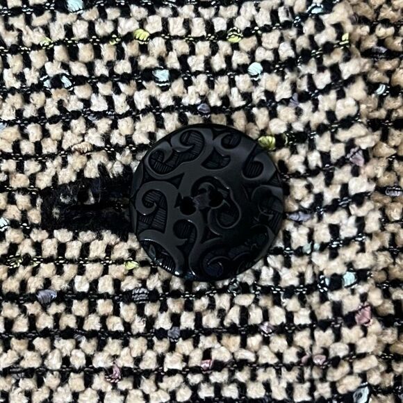 Fiber Artist Lynn Yarrington Jacket Large Handwoven Chenille Collared Tan Blazer - Picture 7 of 9